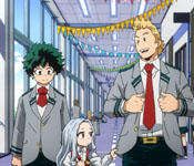 mirio and izuku with eri at the school festival
